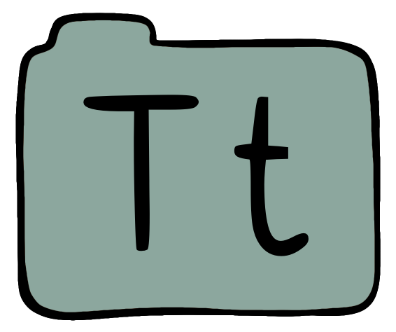 light green file folder with capital and lowercase T on it.